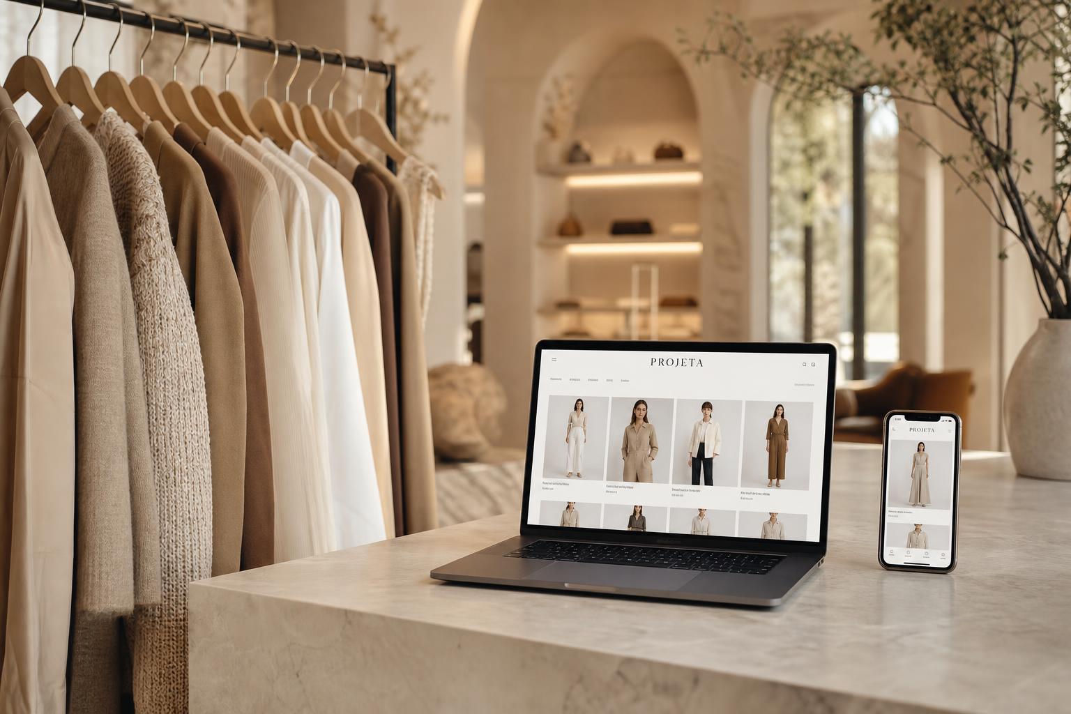 Vitrine numérique PROJETA pour boutique de prêt-à-porter — alternative à Shopify